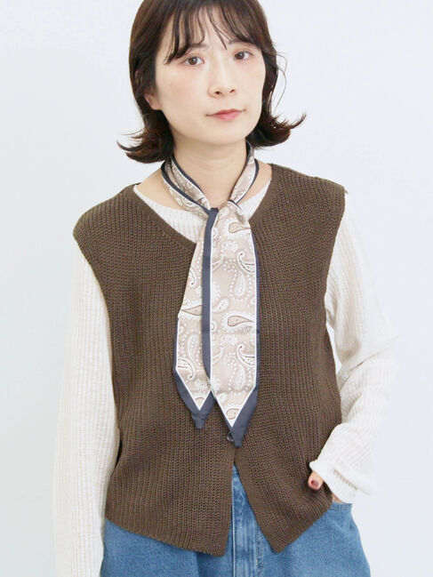 Samansa Mos2 blue「バンダナ付きニットベスト」|ニット・セーター|ブラウン