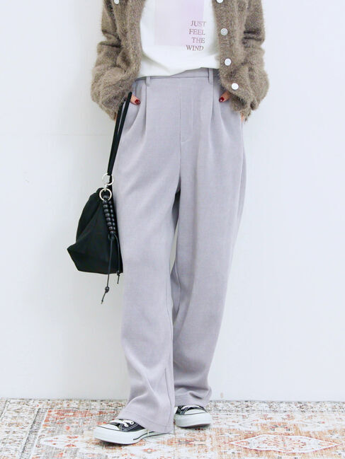 Samansa Mos2 blue「カットコールストレートパンツ」|その他|グレー