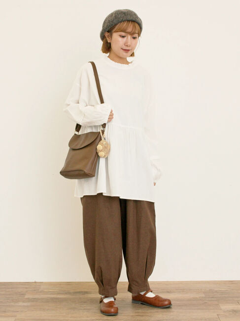 Samansa Mos2「ストライプツイル裾タックパンツ」|その他|