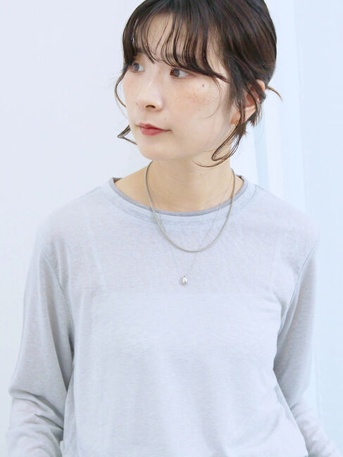 Samansa Mos2 blue「レイヤード風ロンT」|Tシャツ・カットソー|