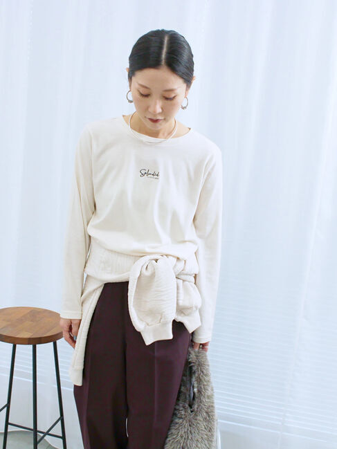 Samansa Mos2 blue「ワンポイント刺繍プルオーバー」|Tシャツ・カットソー|