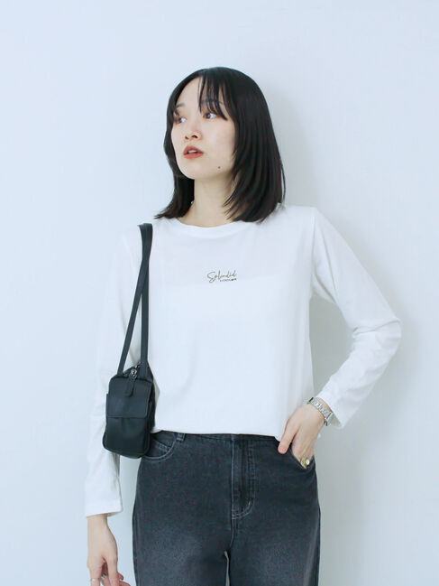 Samansa Mos2 blue「ワンポイント刺繍プルオーバー」|Tシャツ・カットソー|