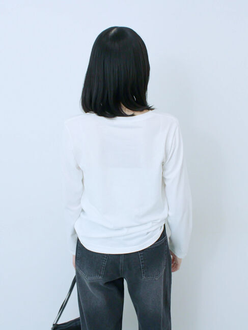 Samansa Mos2 blue「ワンポイント刺繍プルオーバー」|Tシャツ・カットソー|