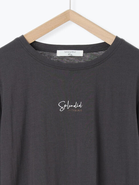 Samansa Mos2 blue「ワンポイント刺繍プルオーバー」|Tシャツ・カットソー|