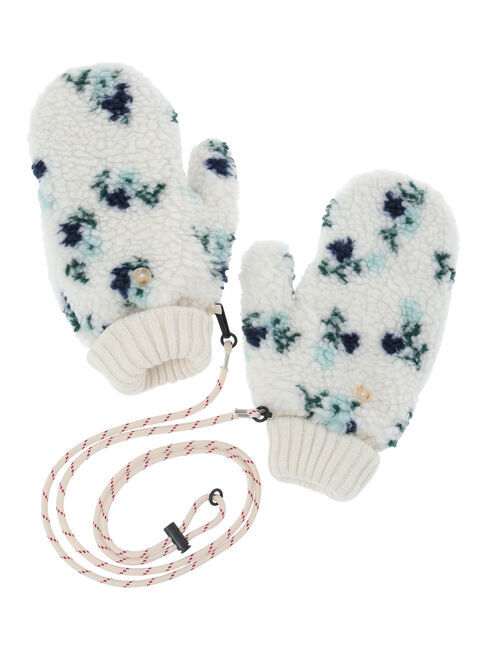 Samansa Mos2「ボア花柄ミトン」|手袋|