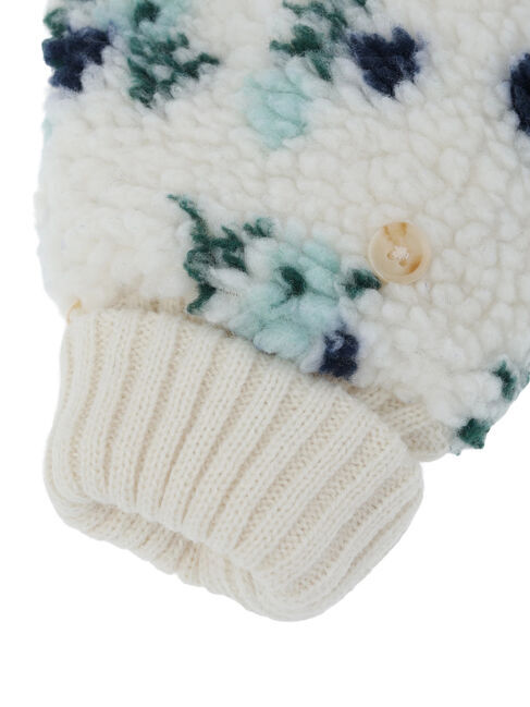 Samansa Mos2「ボア花柄ミトン」|手袋|