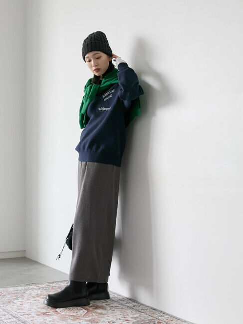 Samansa Mos2 blue「【Hug knit】ロゴプルオーバー」|ニット・セーター|