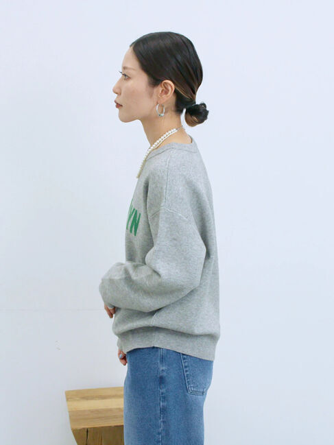 Samansa Mos2 blue「【Hug knit】ロゴプルオーバー」|ニット・セーター|