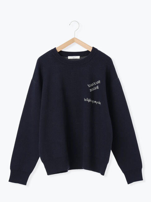 Samansa Mos2 blue「【Hug knit】ロゴプルオーバー」|ニット・セーター|