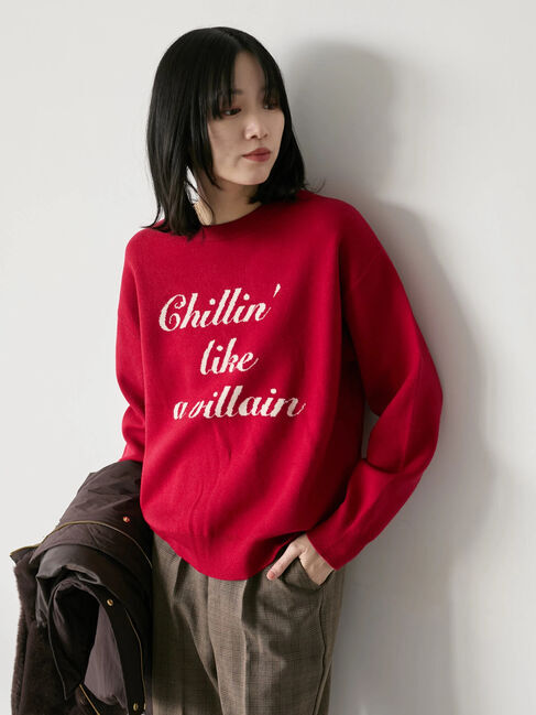 Samansa Mos2 blue「【Hug knit】ロゴプルオーバー」|ニット・セーター|