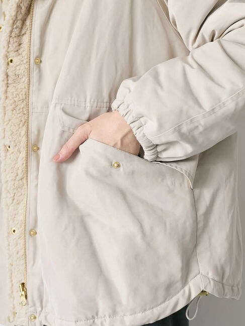 Samansa Mos2 blue「リバーシブルボアマウンテンパーカー」|ブルゾン・スタジャン|