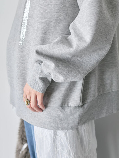 Samansa Mos2 blue「◎箔プリントスウェット」|Tシャツ・カットソー|