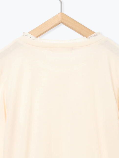 Samansa Mos2 blue「【帯電防止】袖口レースプルオーバー」|Tシャツ・カットソー|