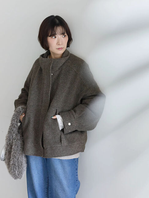 Samansa Mos2 blue「スライバーBIGブルゾン」|その他|