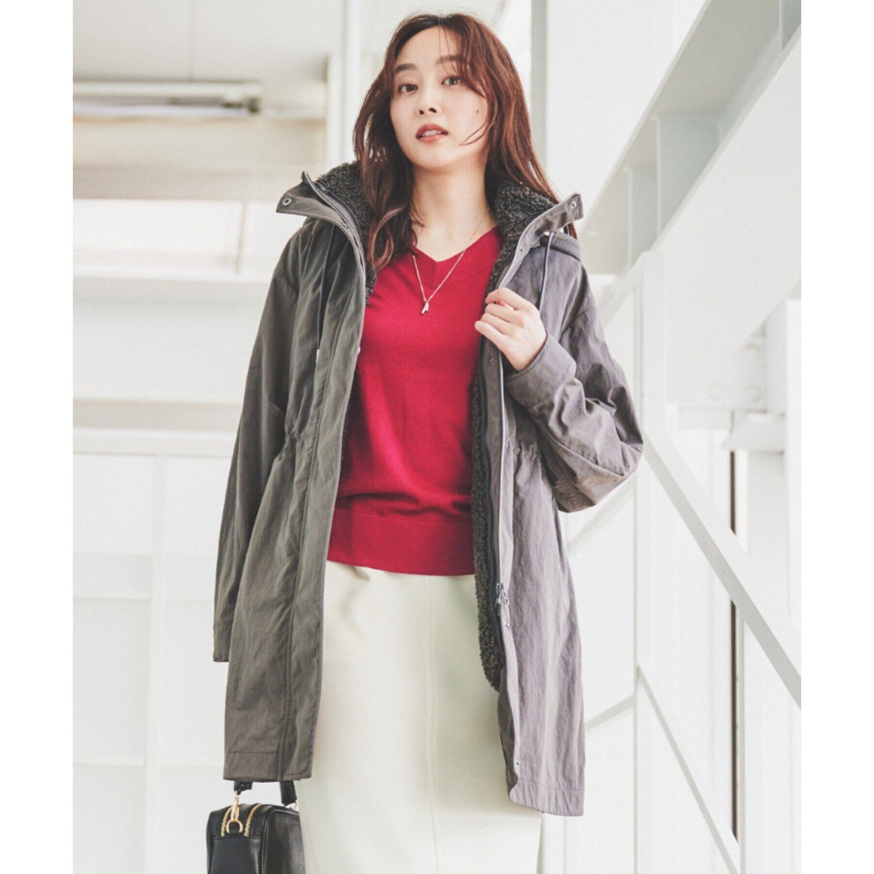 UNTITLED「【フード取り外し可/ロング丈】ボアライナー付きコート」|ミリタリー・モッズコート|