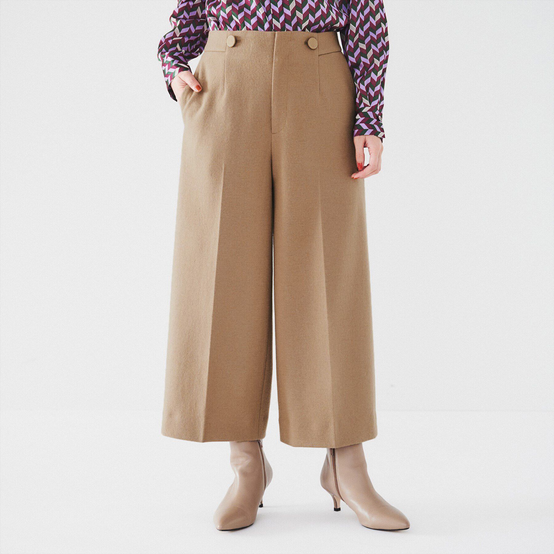 UNTITLED「【後ろウエストゴム/センタープレス】ウールミルドスムース ワイドパンツ」|その他|