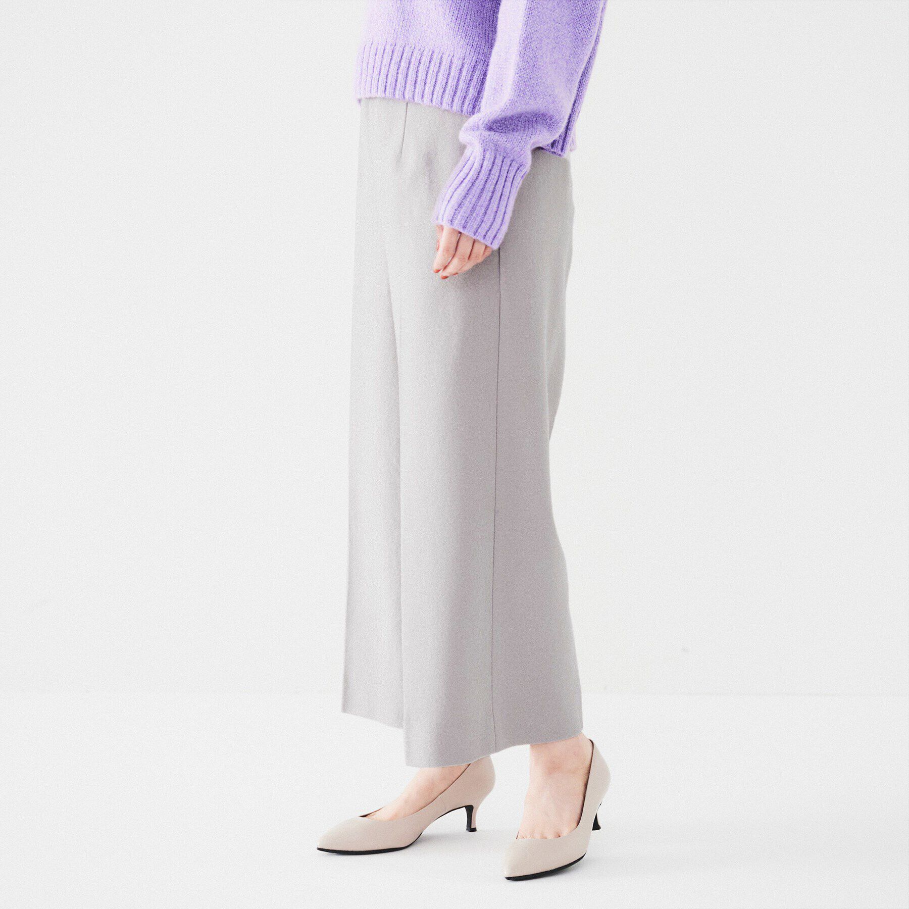 UNTITLED「【後ろウエストゴム/センタープレス】ウールミルドスムース ワイドパンツ」|その他|