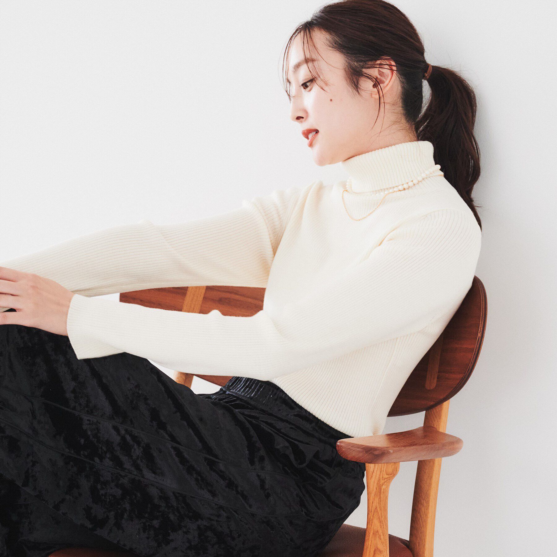 UNTITLED「ウール リブタートルネックプルオーバーニット」|ニット・セーター|オフホワイト(003