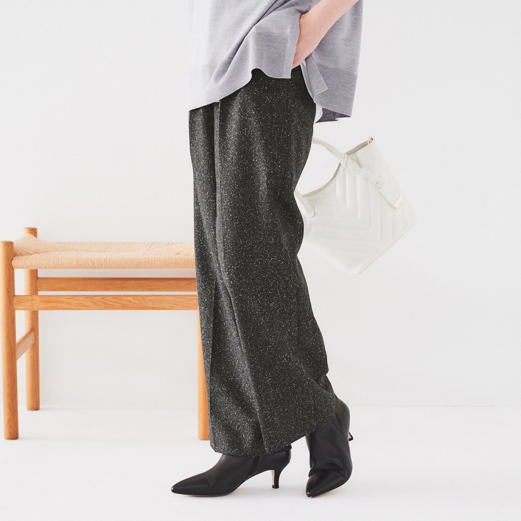 UNTITLED「【日本製/ストレート/センタープレス】ネップへリンボン ワイドパンツ」|その他|