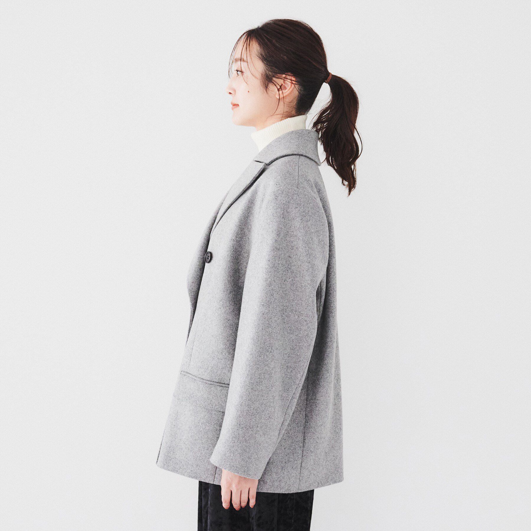 UNTITLED「【ミドル丈/日本製/イタリア素材】ウールメルトン ピーコート」|ピーコート|