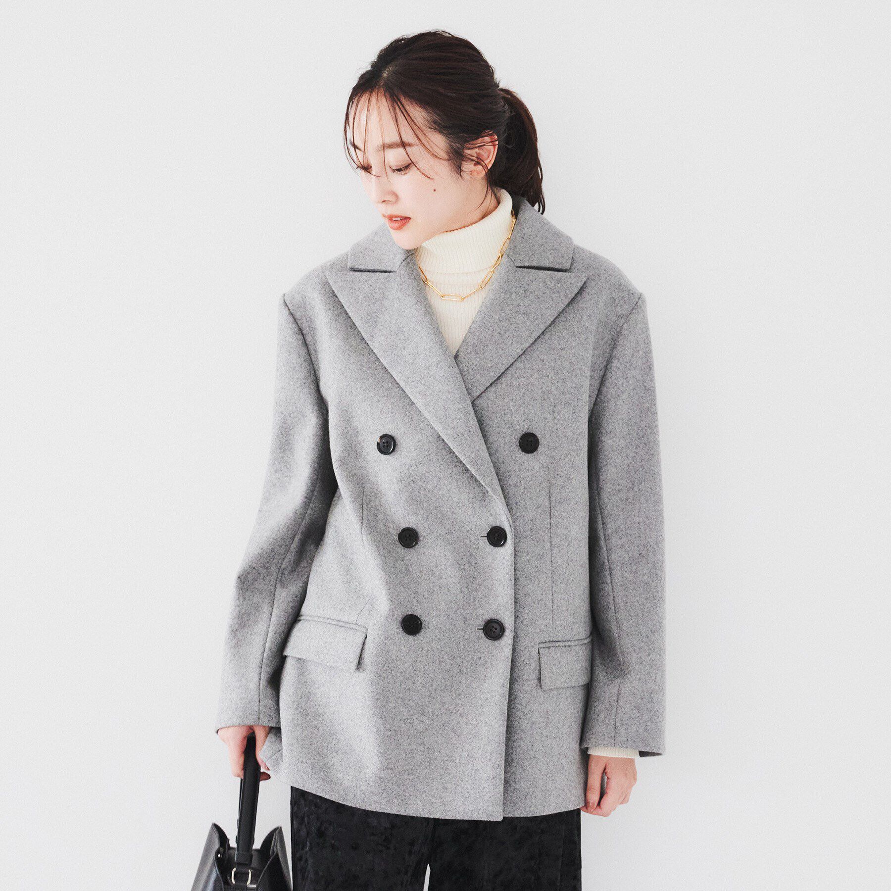 UNTITLED「【ミドル丈/日本製/イタリア素材】ウールメルトン ピーコート」|ピーコート|