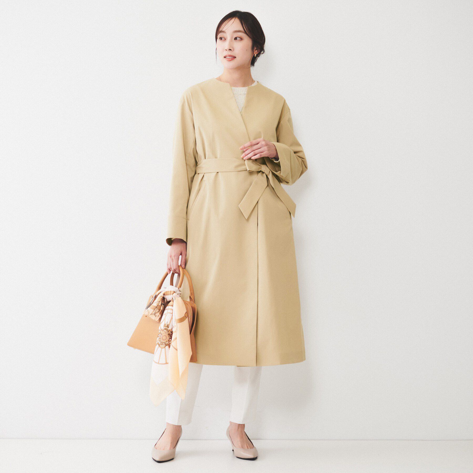 UNTITLED「【撥水】コットンライク ストレッチコート」|ノーカラーコート|