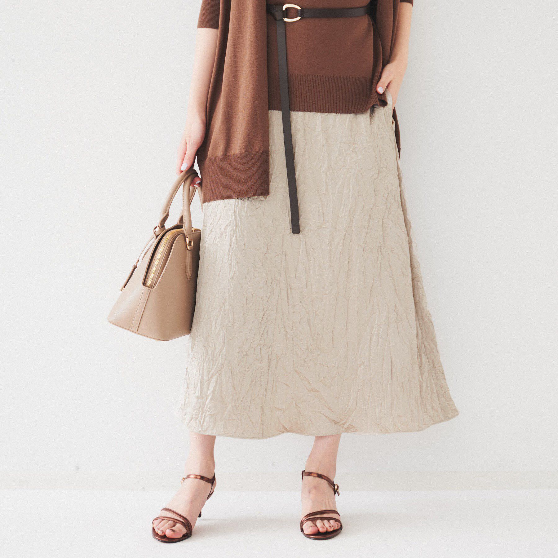 UNTITLED「クラッシュAラインスカート」|スカート|グレージュ(050)