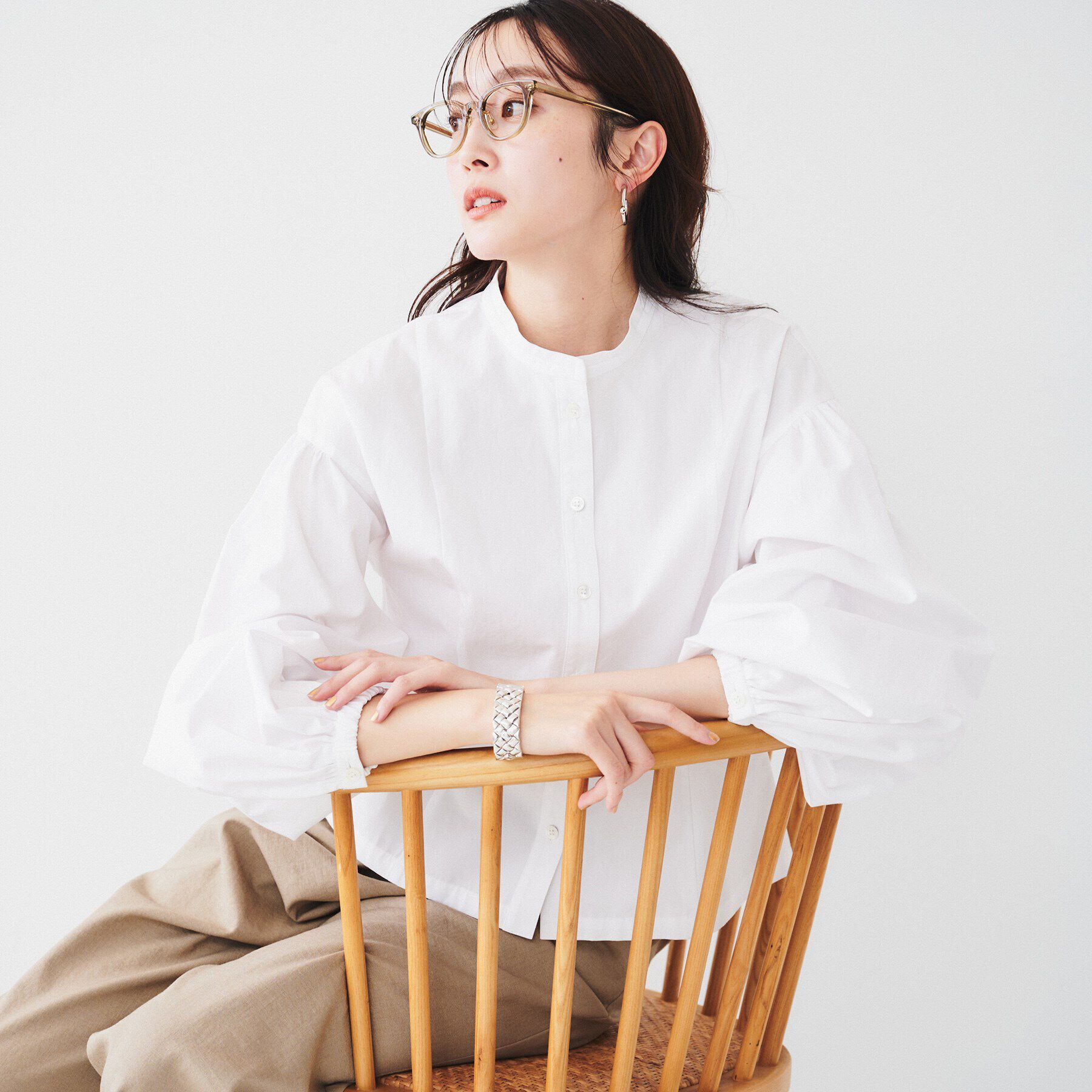 UNTITLED「【体型カバー】タイプライター ボリュームスリーブシャツ」|シャツ・ブラウス|