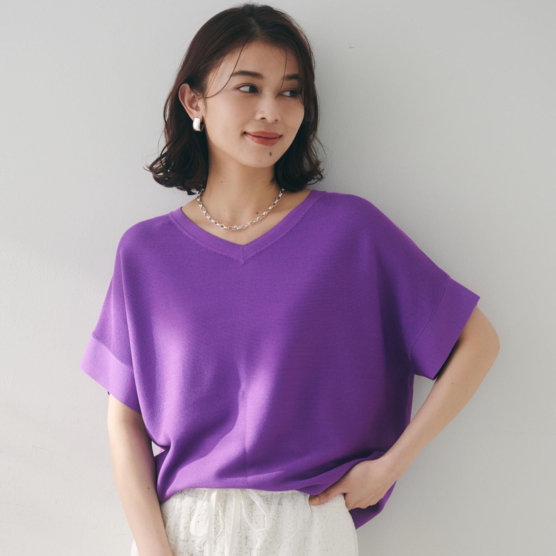 UNTITLED「【12色展開/体型カバー/2way】バウンドスリーブニット」|ニット・セーター|