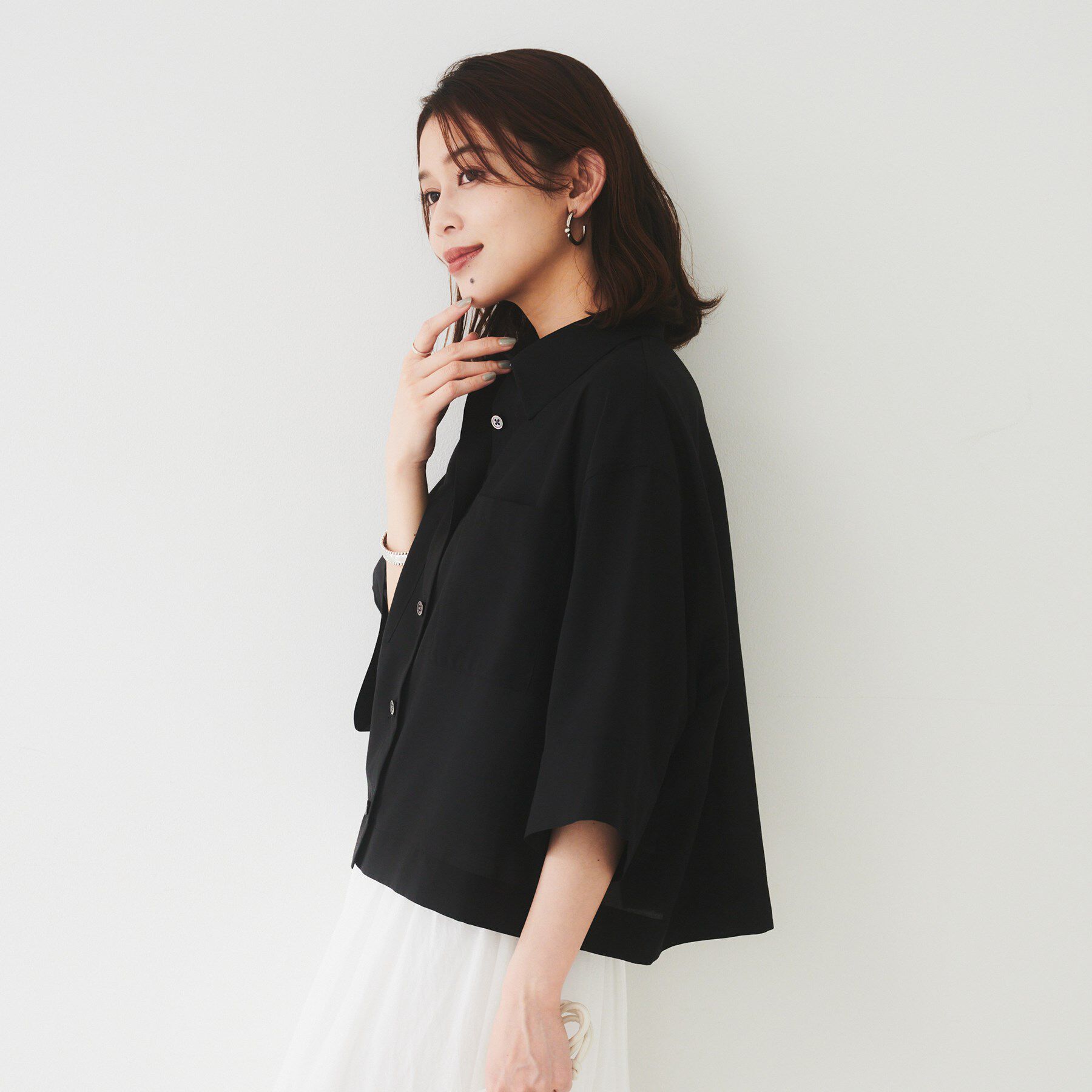 UNTITLED「【前開き/洗える】ショート丈シアーシャツ」|シャツ・ブラウス|