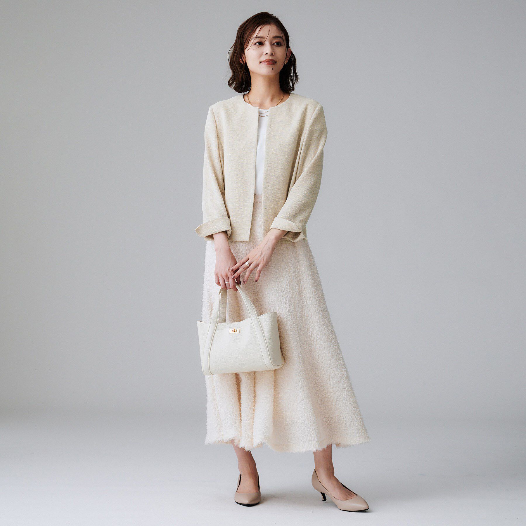 UNTITLED「【短丈/日本製】カラミ風メッシュ ノーカラージャケット」|ノーカラージャケット|