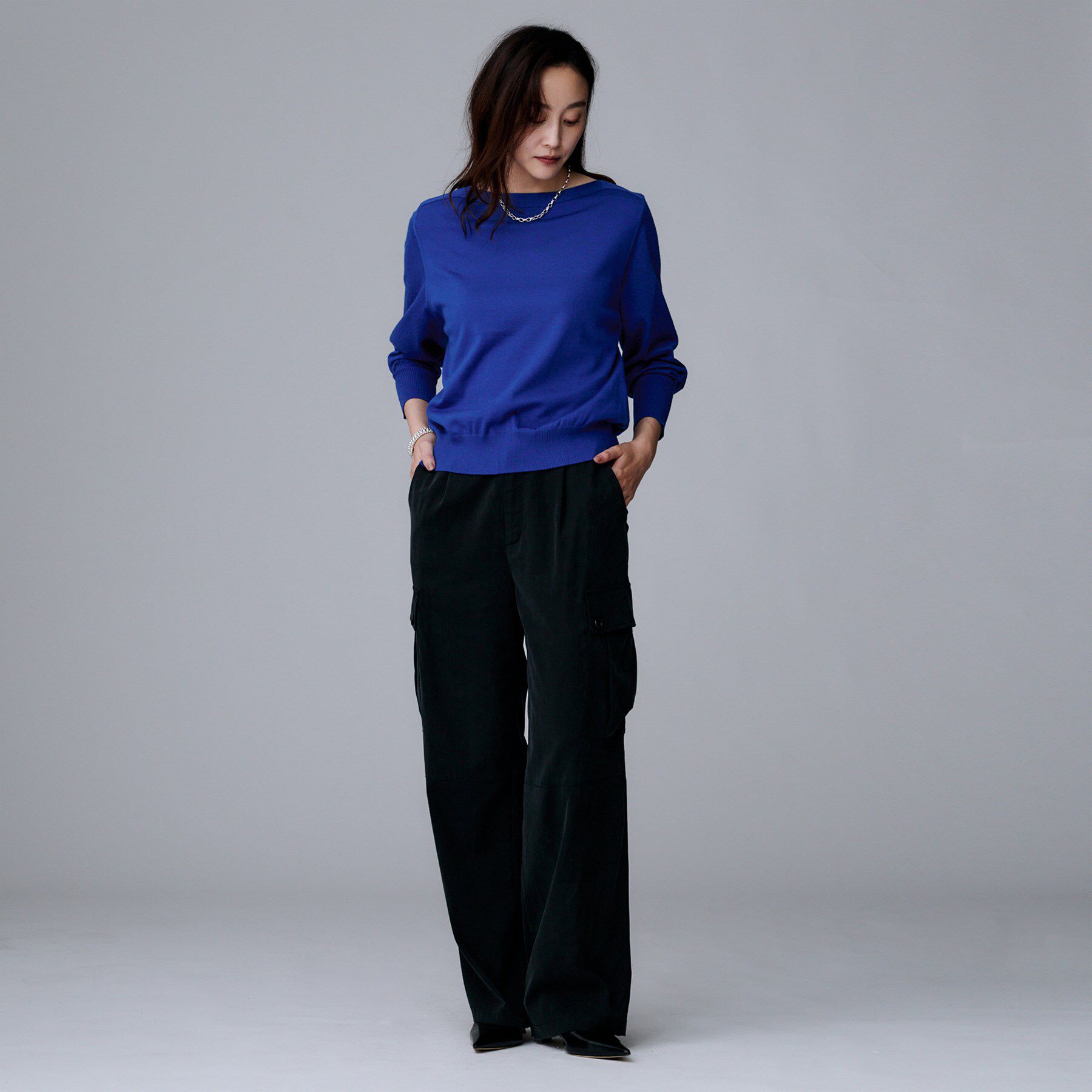 UNTITLED「【アンサンブル可/洗える】シルクウールカシミヤ ドルマンスリーブニット」|ニット・セーター|