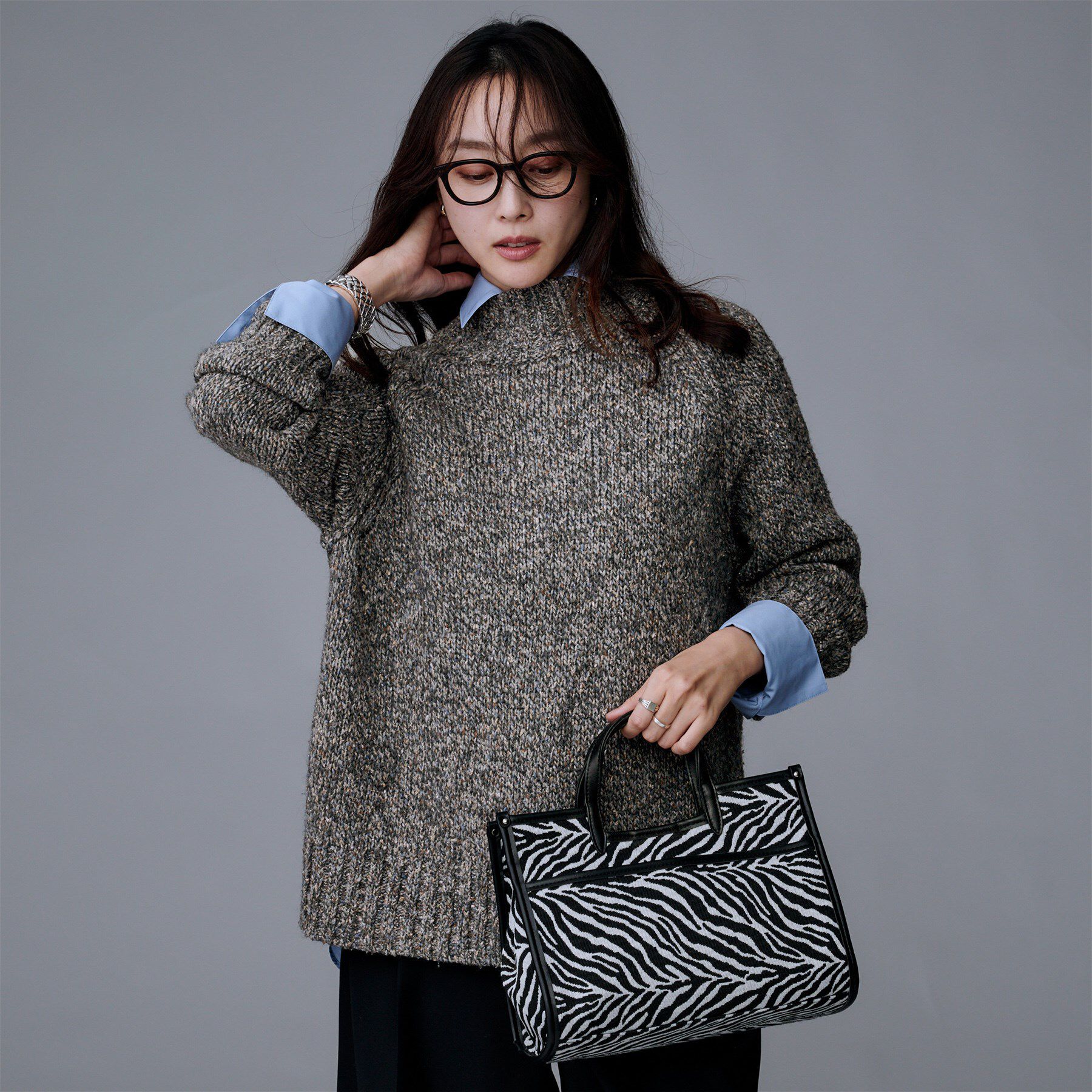 UNTITLED「【ゆったりサイズ】シルクネップ　ボトルネックニット」|ニット・セーター|