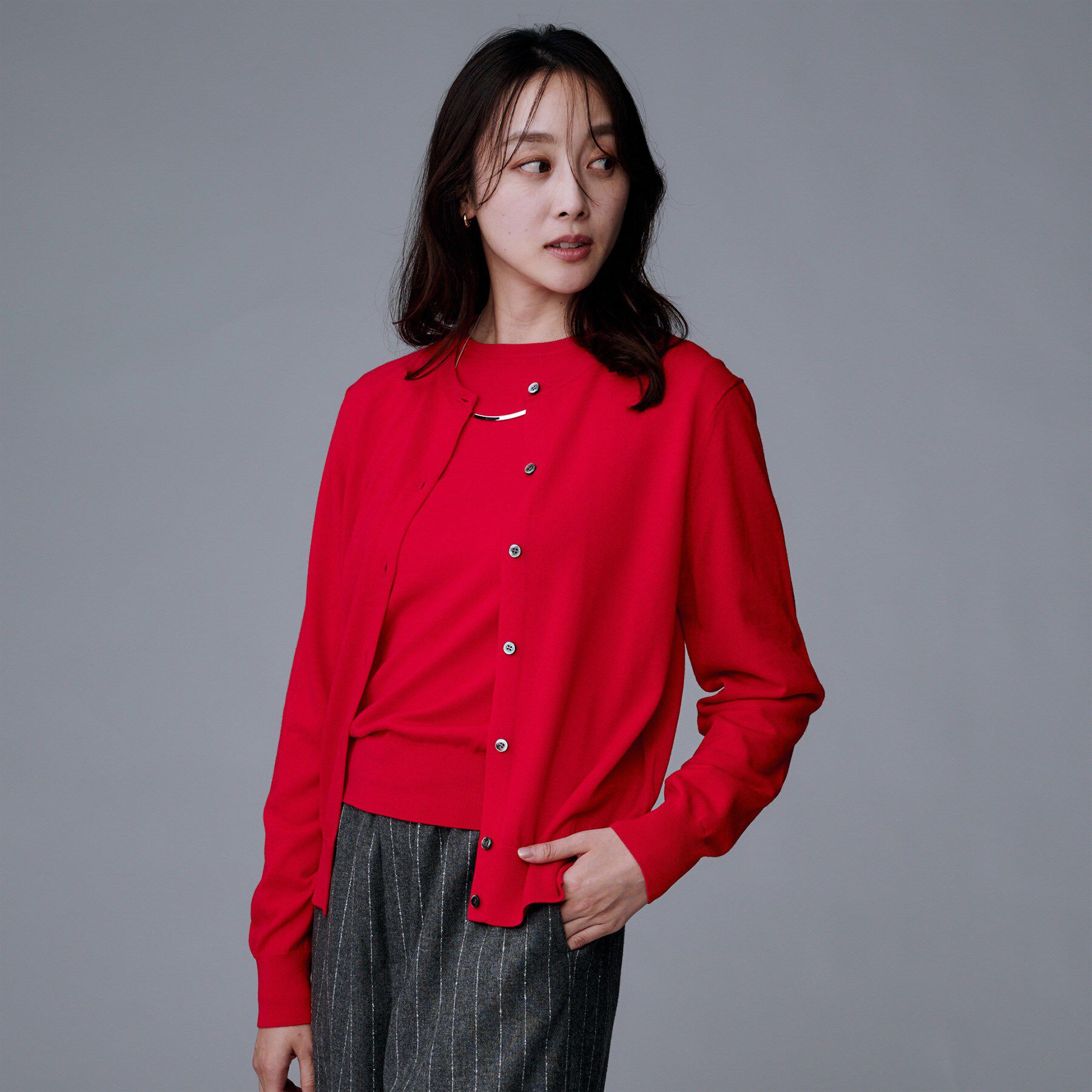 UNTITLED「【洗える/アンサンブル可/ウール100%】ウールクルーカーディガン」|カーディガン|