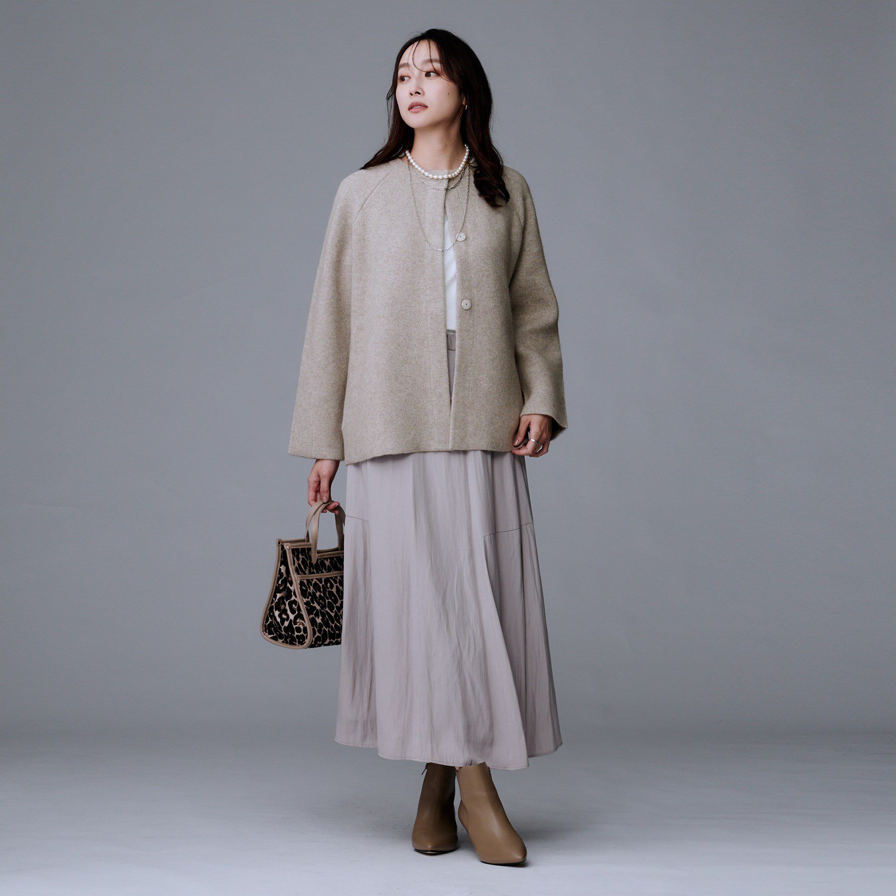 UNTITLED「【軽アウター/ミドル丈】ウールニットコーディガン」|カーディガン|