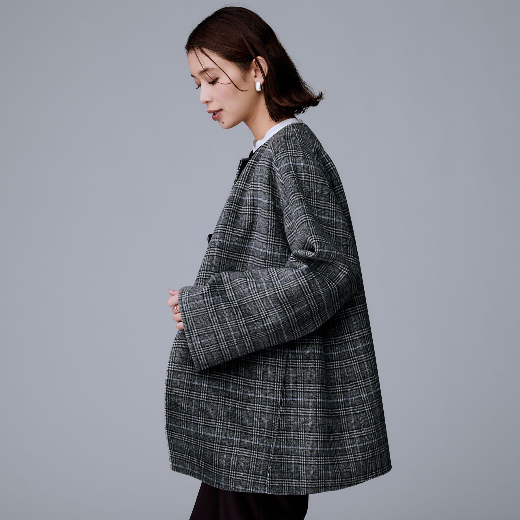 UNTITLED「【ミディ丈/軽やか】セミラグランリバー コート」|ノーカラーコート|