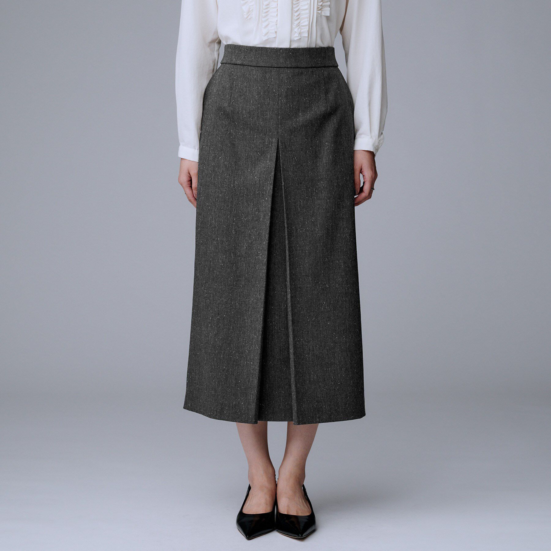 UNTITLED「【ウエスト後ろゴム/シーズンレス】シルクネップツイード ナロースカート」|スカート|