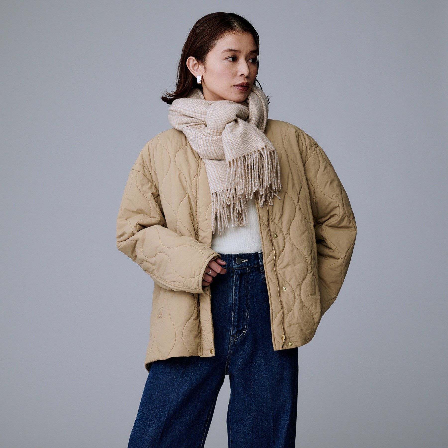 UNTITLED「ハウンドトゥース柄ウールカシミヤストール」|ストール|