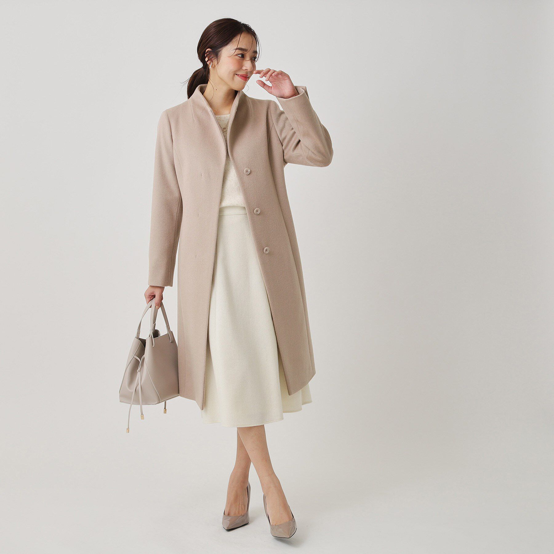 COUP DE CHANCE「【カシミヤ混／日本製】Iラインスタンドウィングカラーコート」|その他|