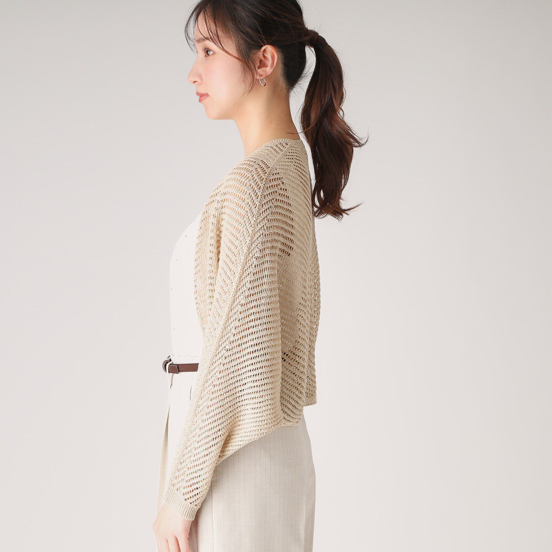 COUP DE CHANCE「【洗える／日本製】和紙混ショート丈ニットボレロ」|カーディガン|