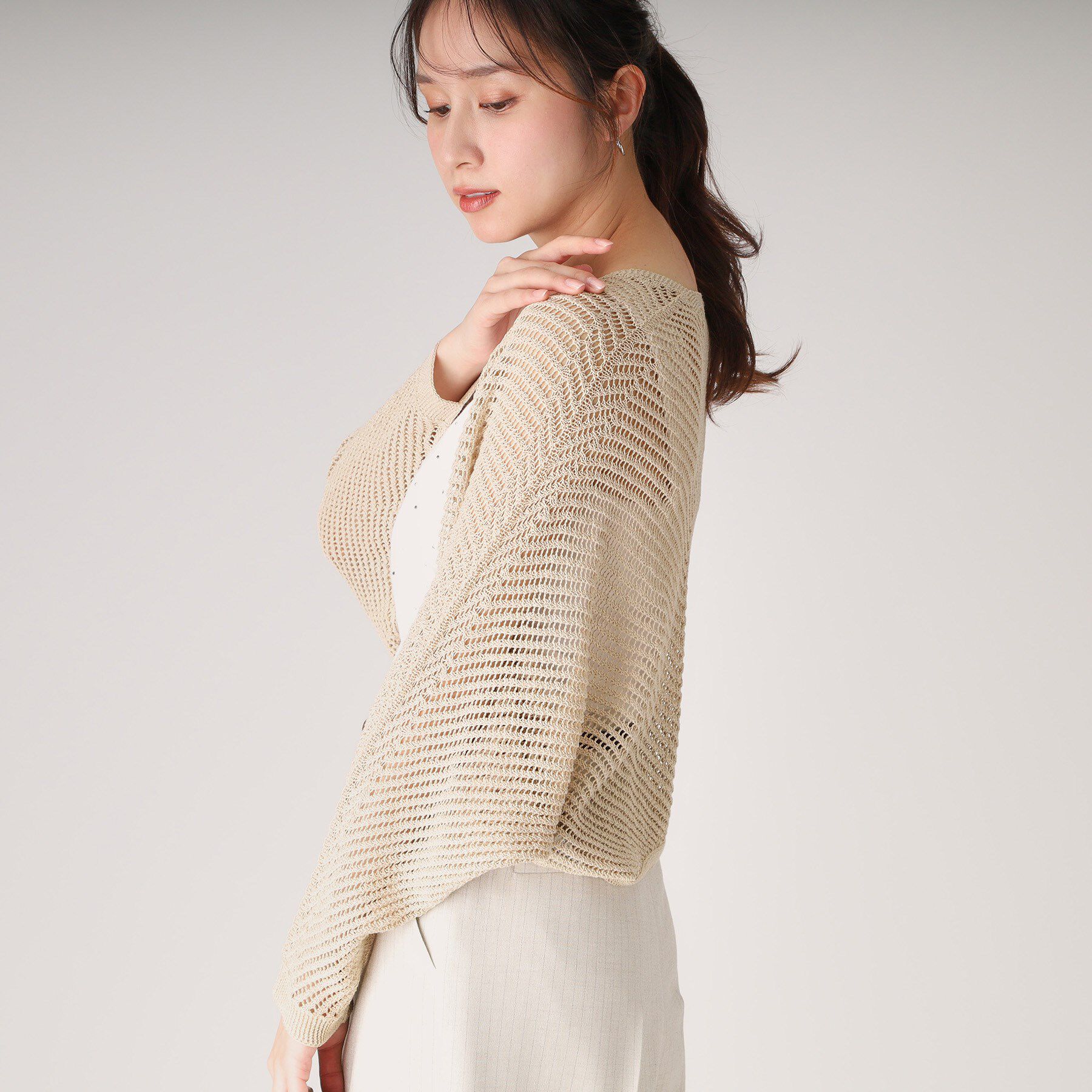 COUP DE CHANCE「【洗える／日本製】和紙混ショート丈ニットボレロ」|カーディガン|