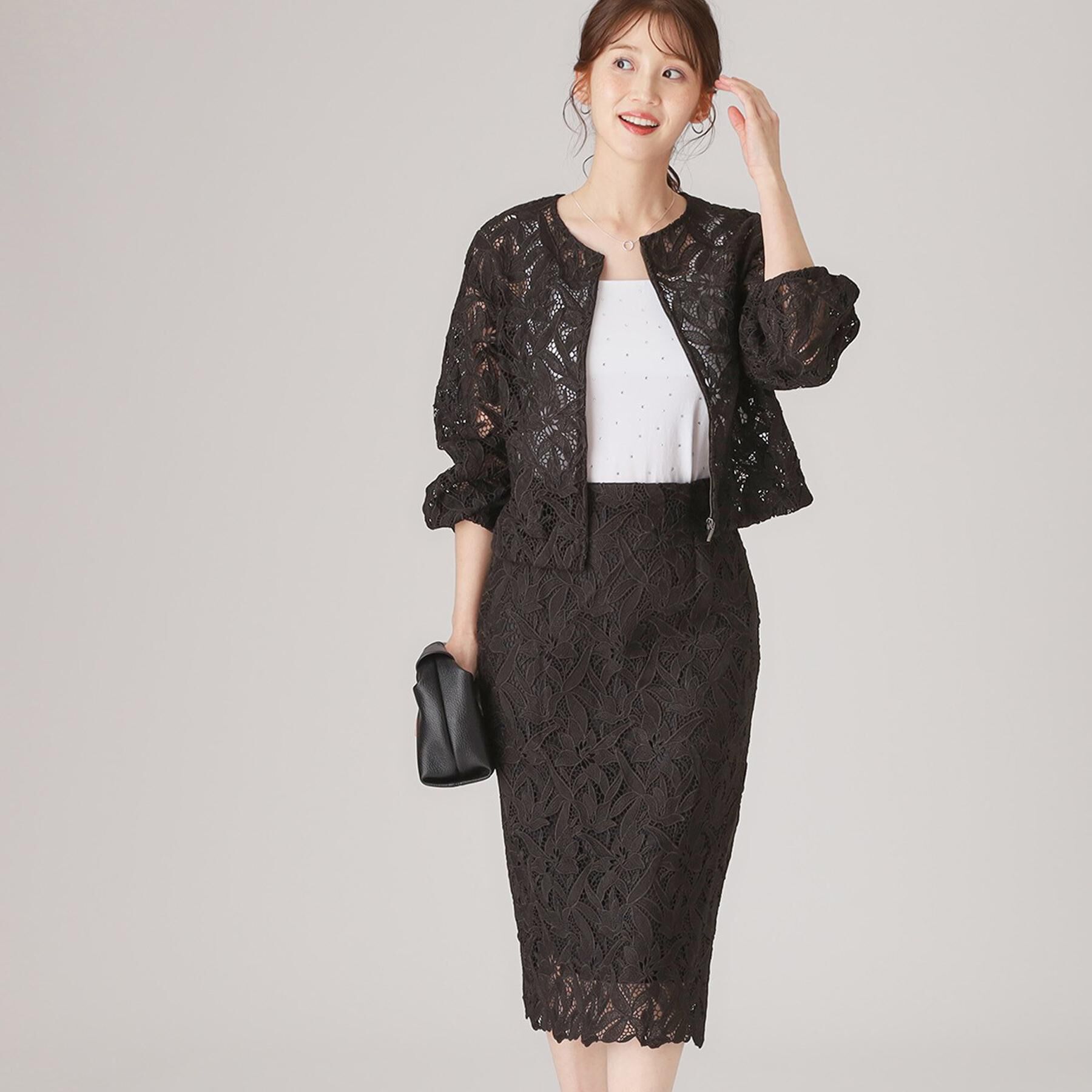 COUP DE CHANCE「【レース／セットアップ可】ストレートシルエットのスカート」|スカート|