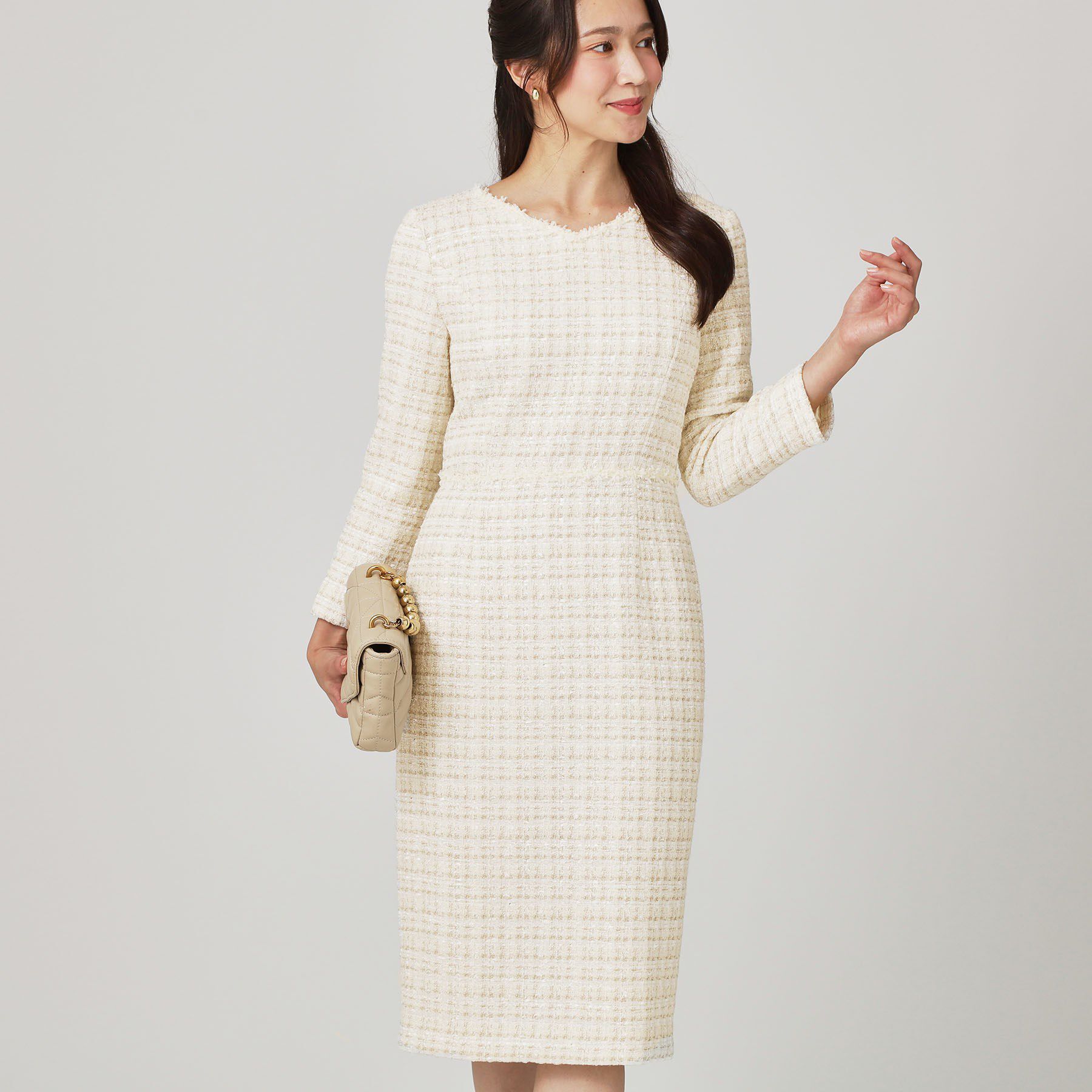 COUP DE CHANCE「【日本製／セットアップ可】ファンシーツィードのワンピース」|ワンピース|ホワイト(401)