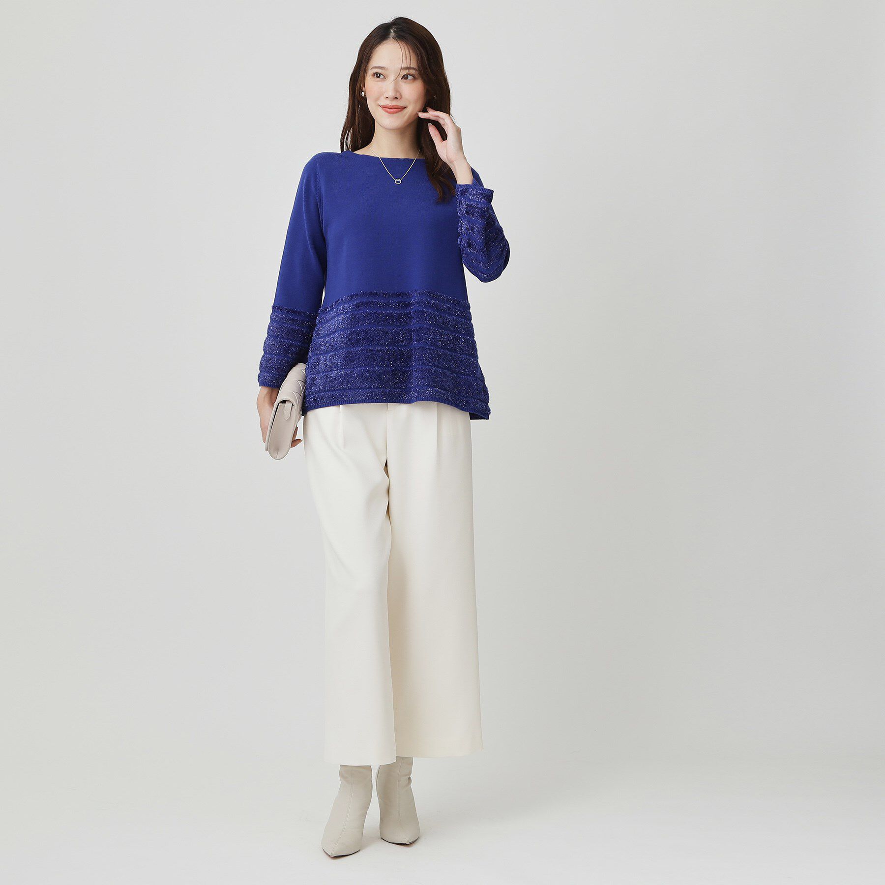 COUP DE CHANCE「【手洗い可】ラメフェザーデザイン ニットトップス」|ニット・セーター|