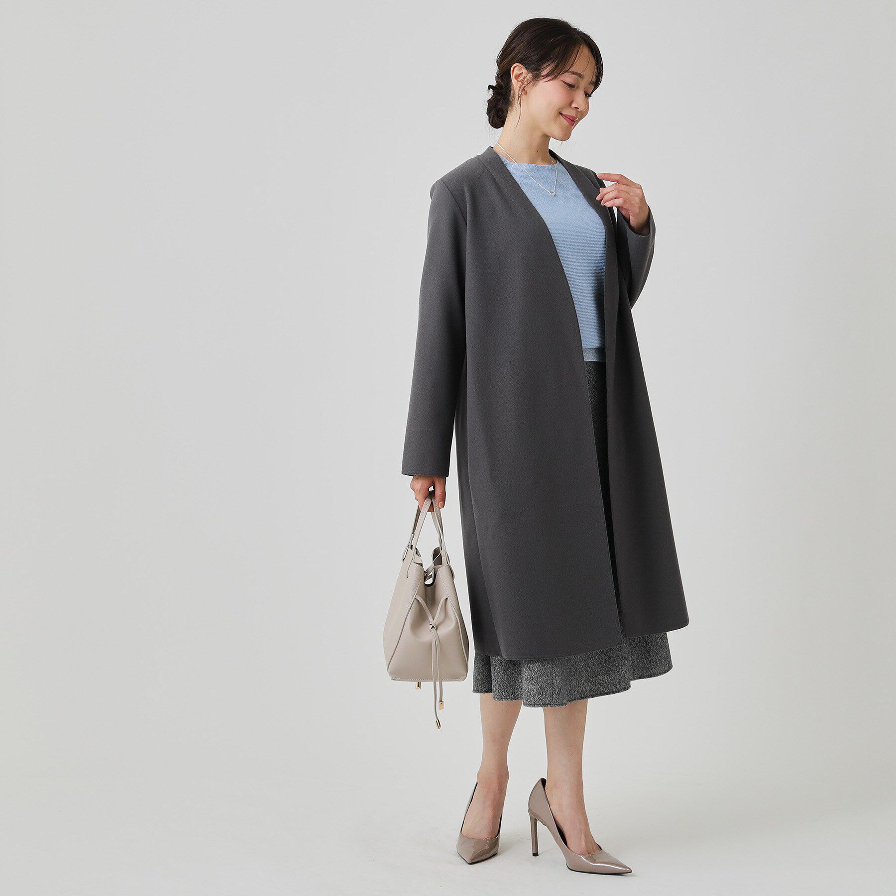 COUP DE CHANCE「【日本製／軽量】Iラインシルエットのコーディガン」|ノーカラーコート|