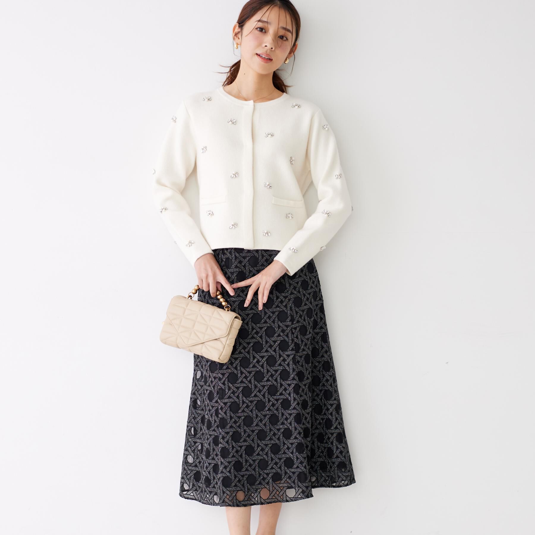 COUP DE CHANCE「【手洗い可】ビジュー付カーディガン」|カーディガン|