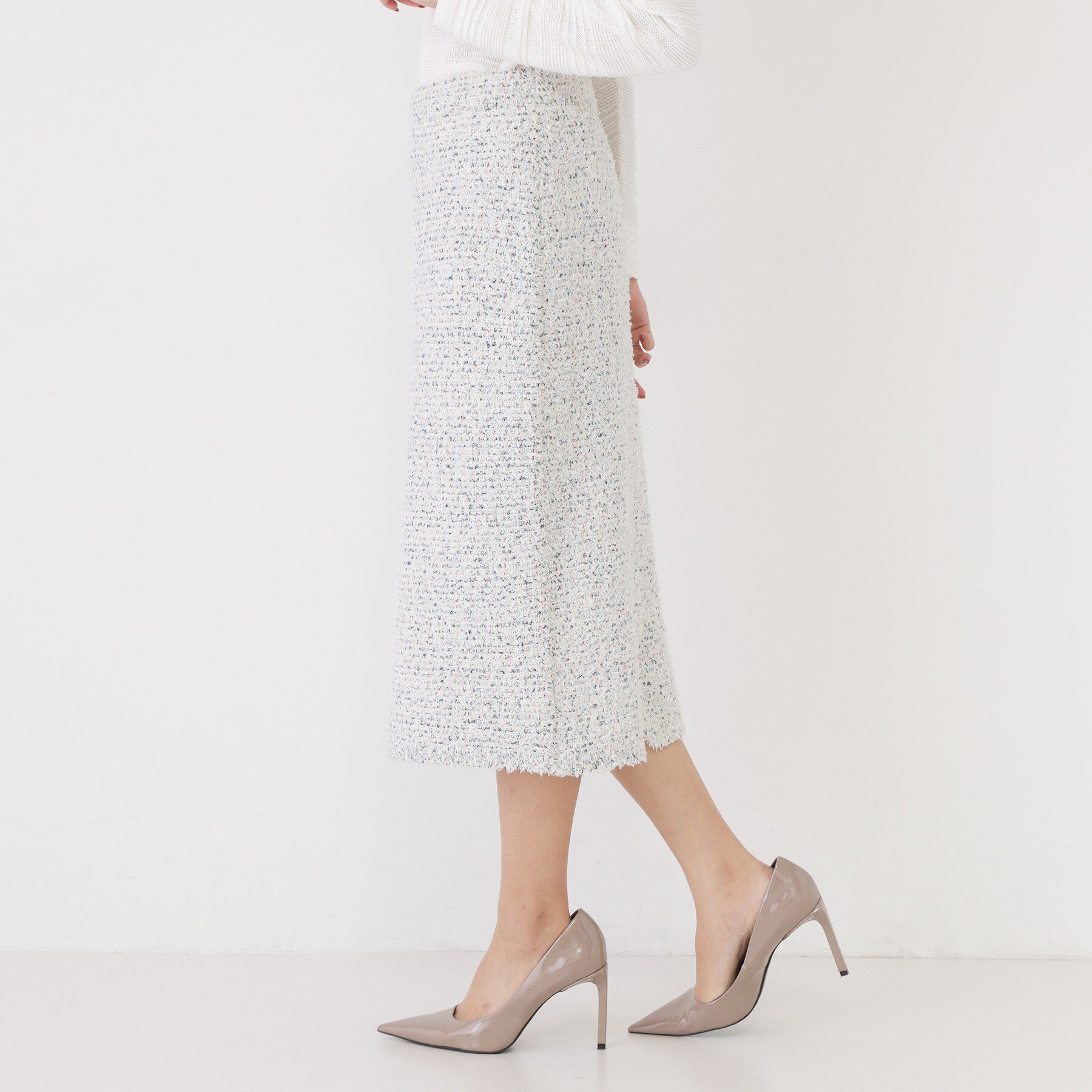 COUP DE CHANCE「【洗える/セットアップ可/ウエストゴム】ツイード調ニットスカート」|スカート|