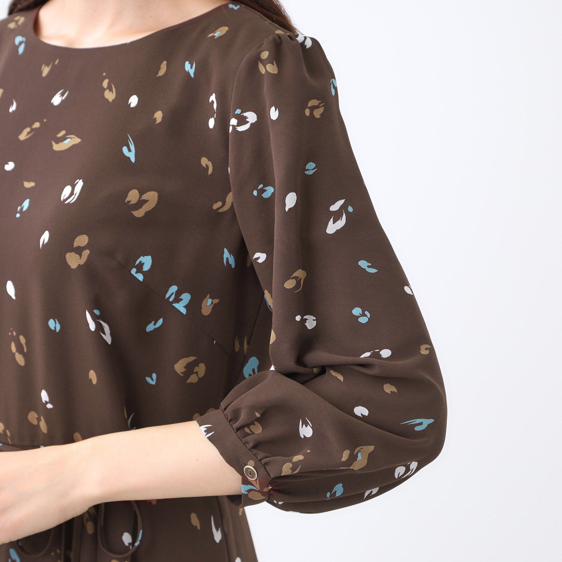 Reflect「【ウエストリボン付き】フレアプリントワンピース」|ワンピース|