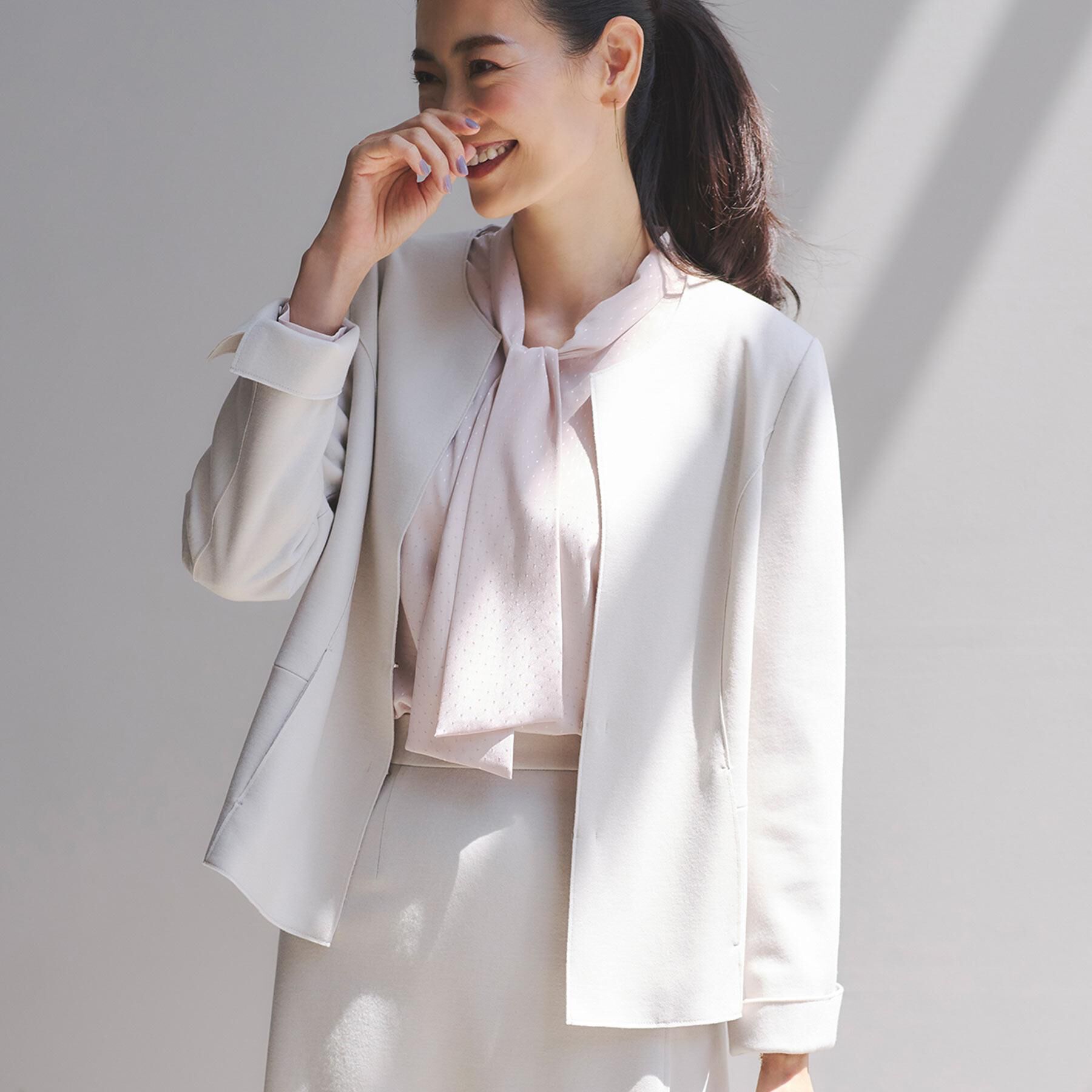 Reflect「【きちんと見え／通勤／セレモニーにおすすめ◎】ドット柄ボウタイブラウス」|シャツ・ブラウス|