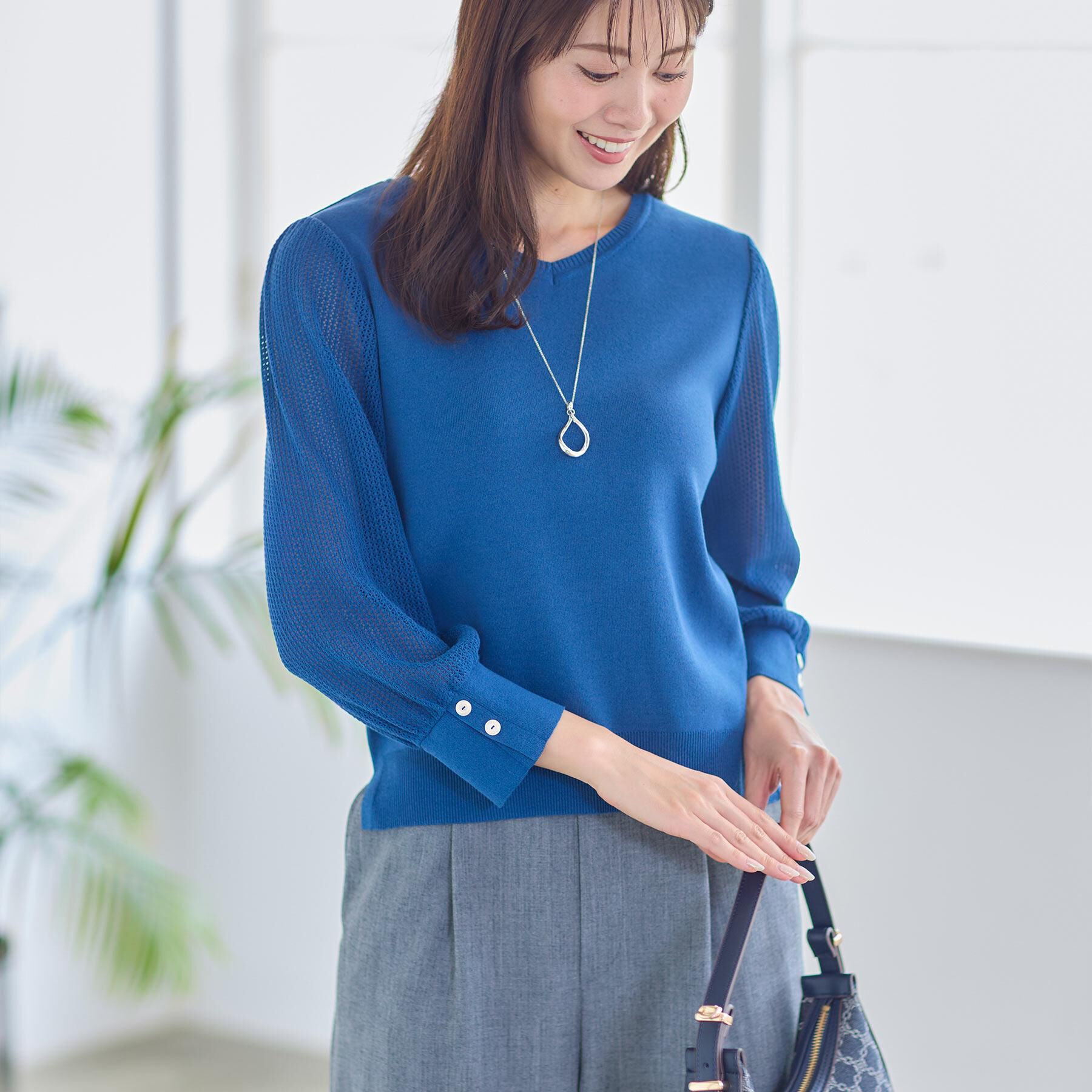 Reflect「【秋映え◎】Vネック&times;メッシュスリーブニット」|ニット・セーター|